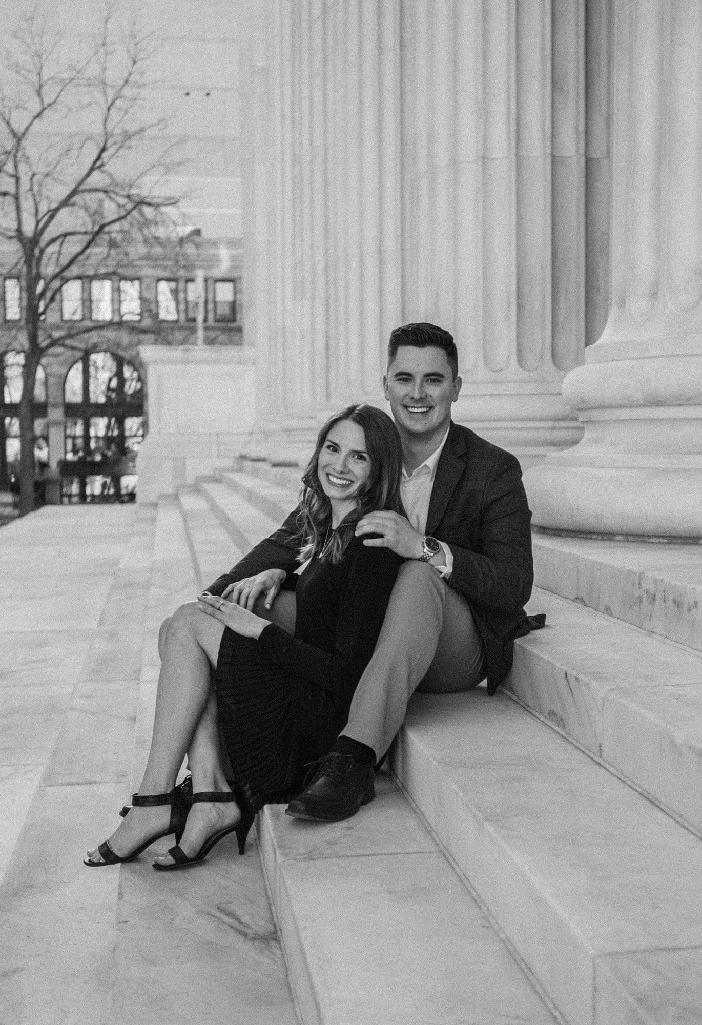 Rebekah and David on stone steps